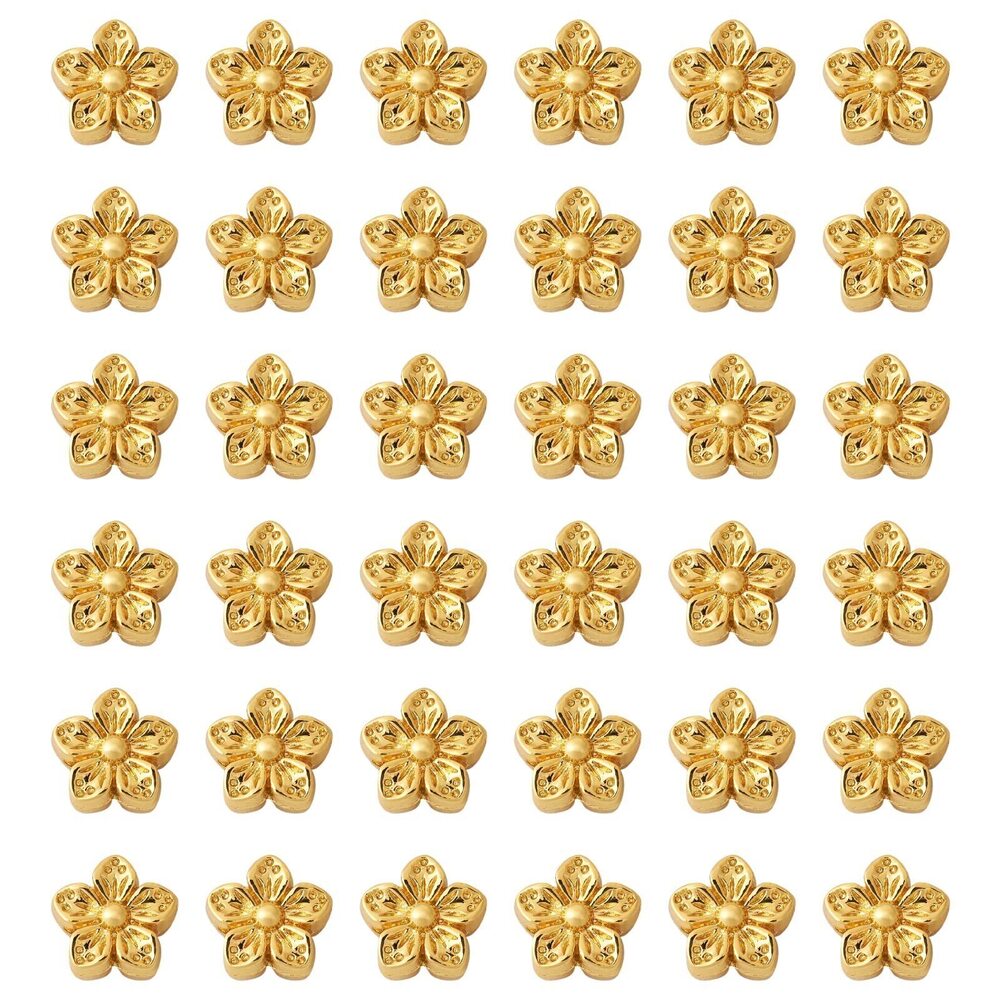 7984 100Pcs 18K Gold Blossom Flower Spacer Beads 9x5mm Metal Tiny Floral
